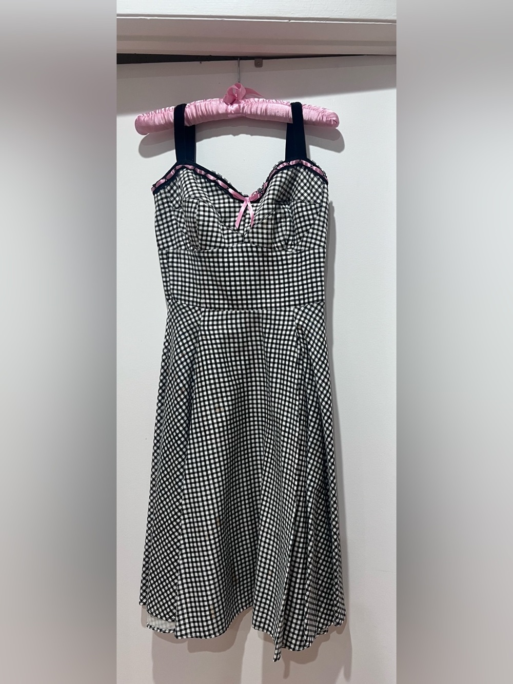 RARE Deadly Dames by Micheline Pitt / Pinup Couture Gingham Courtesan Swing MED - Picture 2 of 8